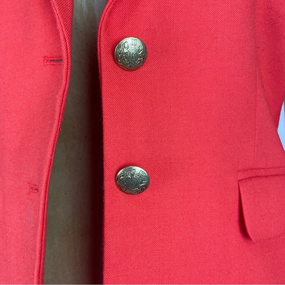 J CREW Women’s “Schoolboy Blazer” Jacket Gold Buttons Pockets Bright Red Size 2 - Picture 7 of 10